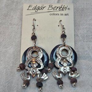 Edgar Berebi Silver and Blue Dangle Earrings